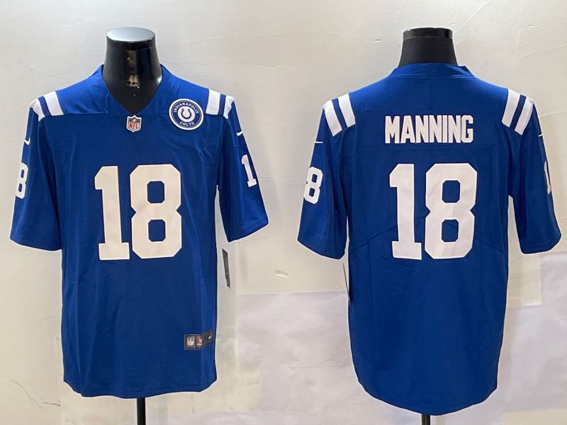 Men Indianapolis Colts #18 Manning Blue Second generation 2024 Nike Limited NFL Jersey style 2